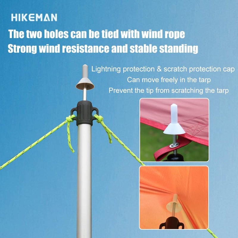 HIKEMAN أعمدة خيمة HIKEMAN أعمدة تخييم لغطاء الشمس والبرج والظل (2 قطع، فضي) - Image 3